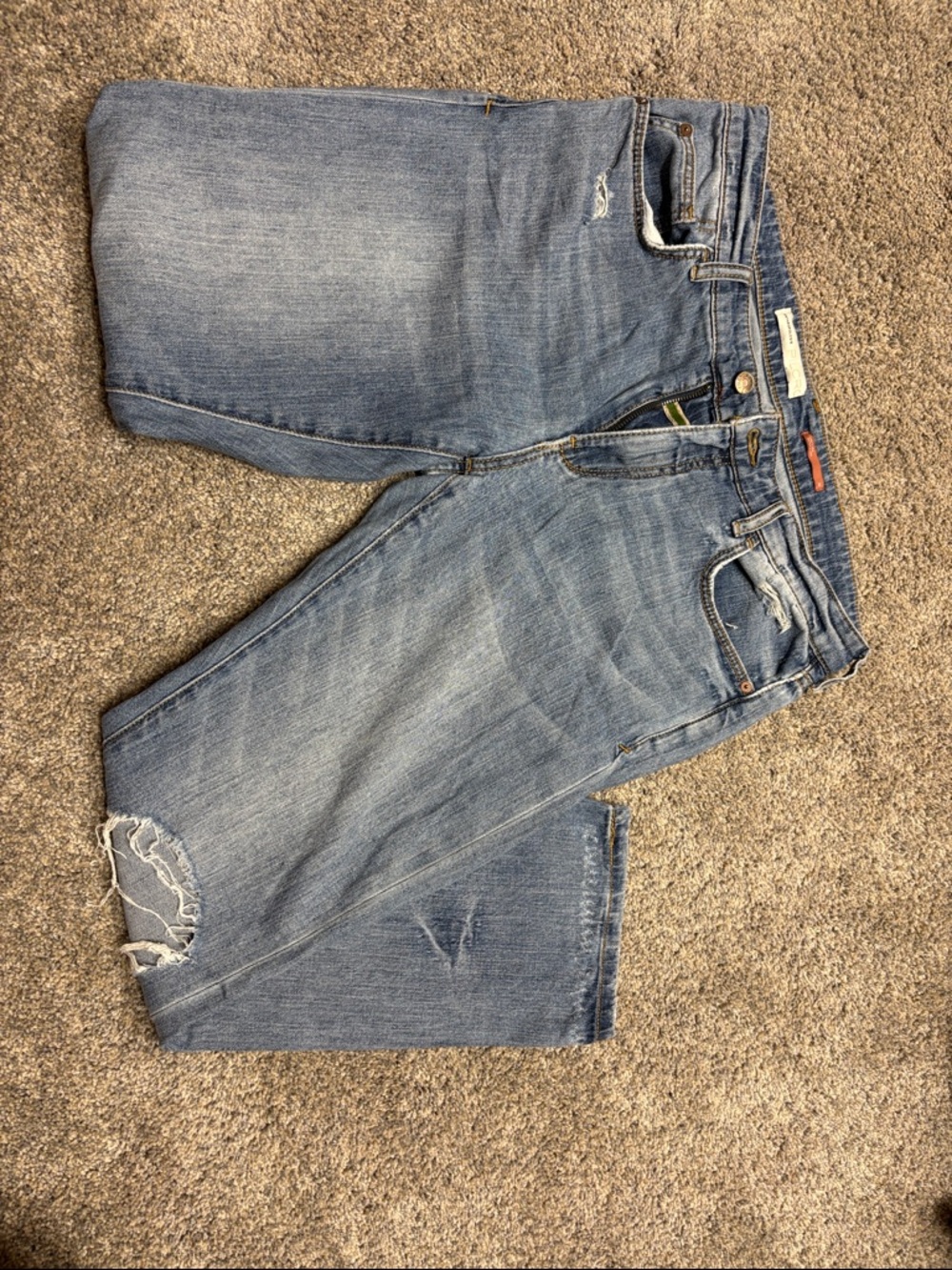 Pilcro Women’s Boyfriend Jeans in Light Blue Distressed Denim - Picture 3 of 4